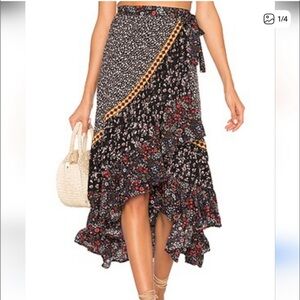 Free People Emeralda Floral Mixed Print Wrap Skirt Size 6
